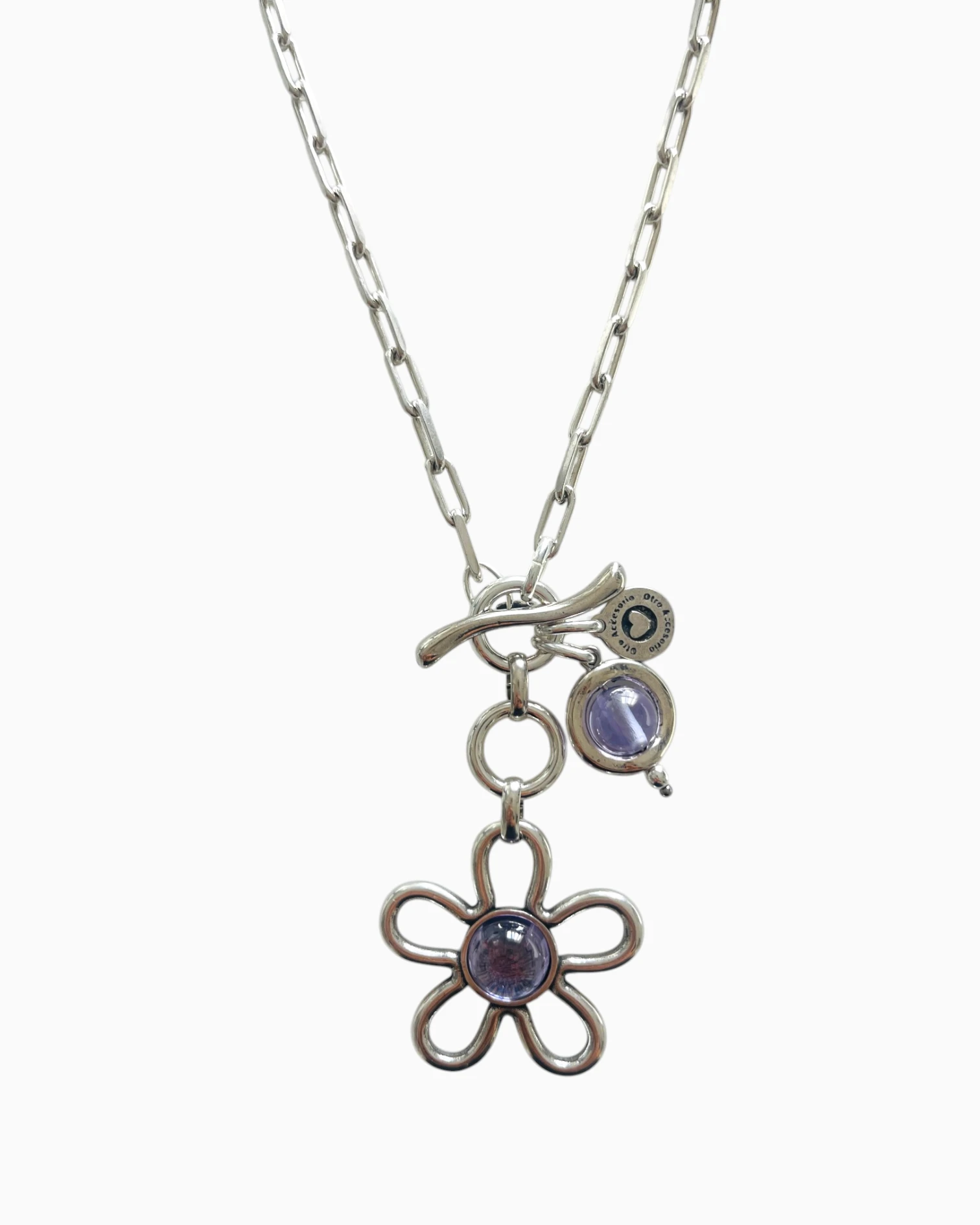toggle-flower-pendant-necklace-with-become blue-cubic-zirconia-01 Toggle Flower Pendant Necklace With Cubic Zirconia - Image 1