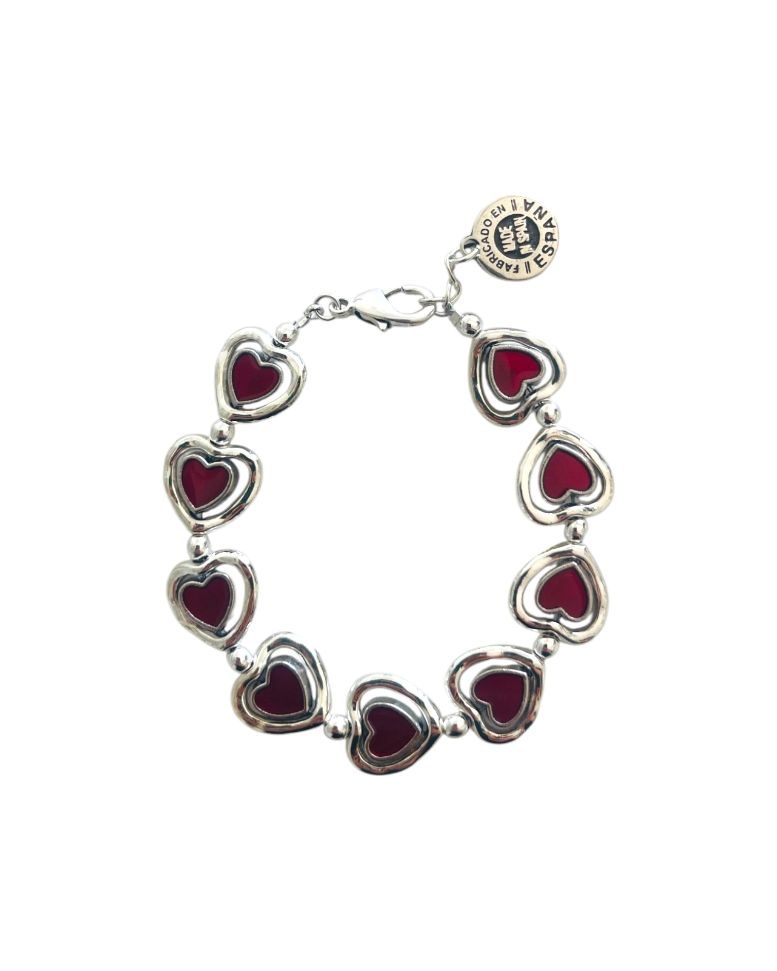 red-enamel-heart-bead-bracelet-01 Enamel Heart Bead Bracelet - Image 1